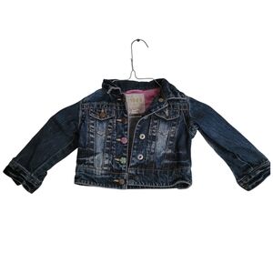 Place 12 Month Girls Denim Jacket with Floral Buttons